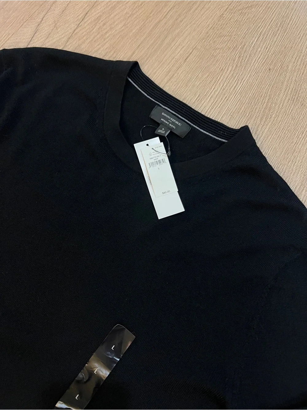 NWT Banana Republic Black 100% Merino Wool Crewneck Sweater - Timeless Knit